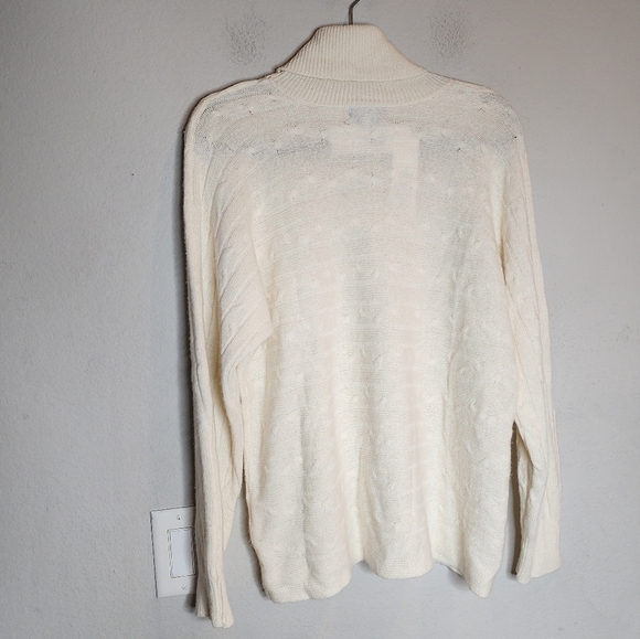 NWT Bianco & Blu Cashmere Merino Wool Cable Knit Cream Sweater Small Oversized - Picture 5 of 16